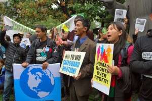 Rally outside World Bank, Washington DC 2014