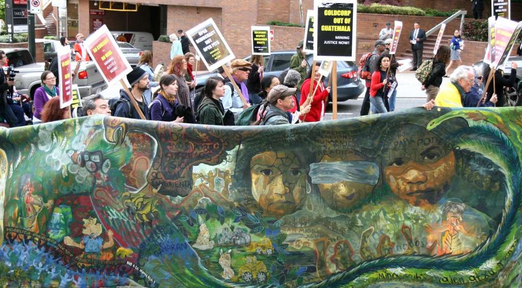 March outside Goldcorp's Vancouver headquarters demands accountability for human rights violations near its Marlin Mine in Guatemala