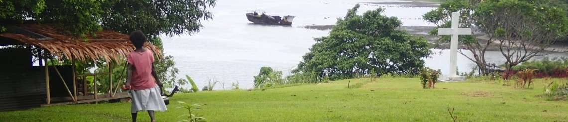 Landscape with woman and ship - climate justice, climate resilience