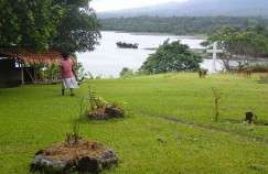 Landscape with woman and ship - climate justice, climate resilience