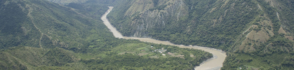 View of river affected by Hidroituango hydroelectric project