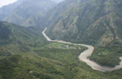 View of river affected by Hidroituango hydroelectric project