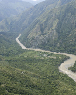 View of river affected by Hidroituango hydroelectric project