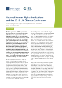 National Human Rights Institutions and the 2018 UN Climate Conference