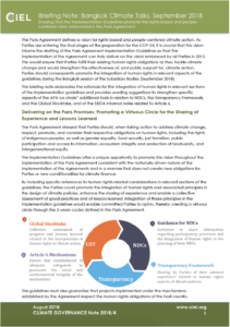 Briefing Note: Bangkok Climate Talks, September 2018