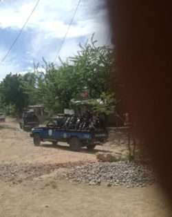 Riot police in Santa Cruz de la India, Nicaragua, near Condor Gold's La India mining project. Nov 21, 2018.