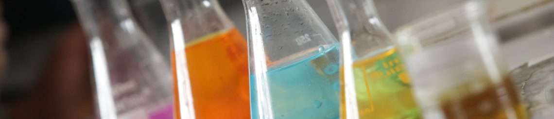 colorful chemicals in beakers