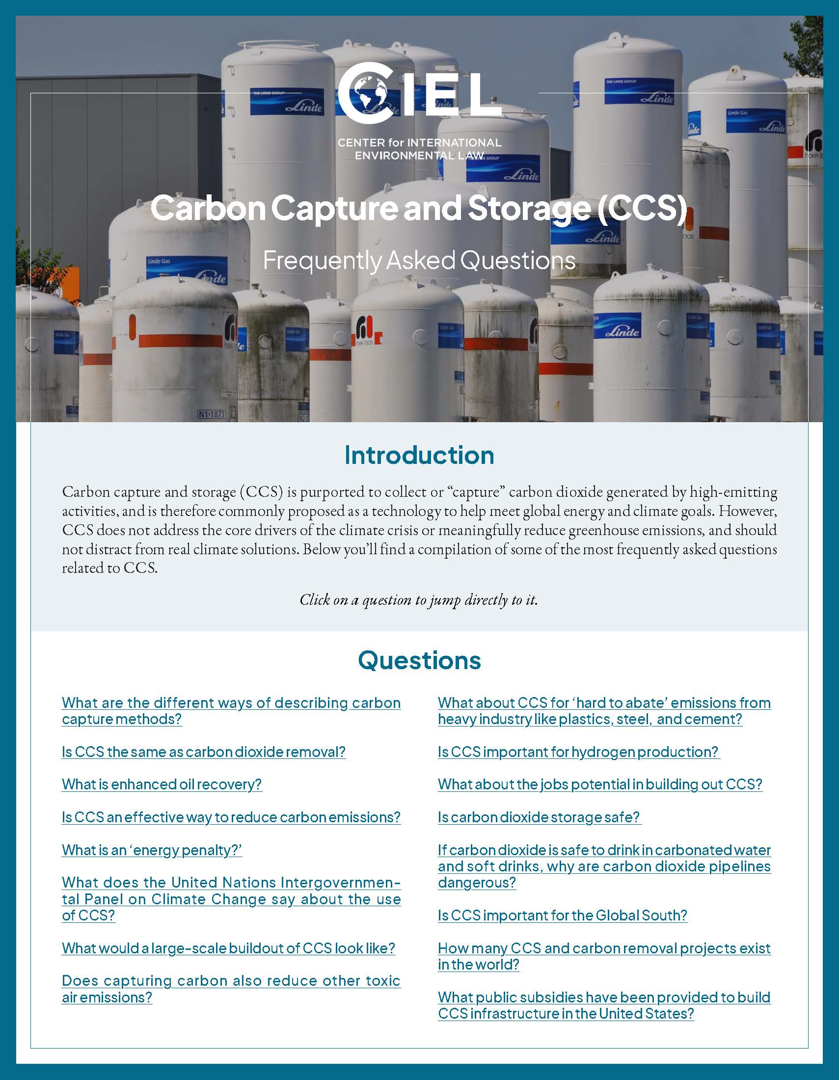 Carbon Capture and Storage Frequently Asked Questions (April 2023