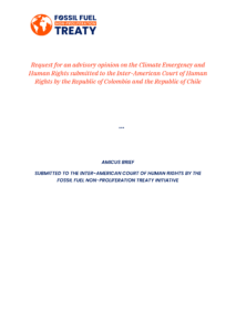 A document titled 'Amicus Brief Submitted to the Inter-American Court of Human Rights by the Fossil Fuel Non-Proliferation Treaty Initiative'