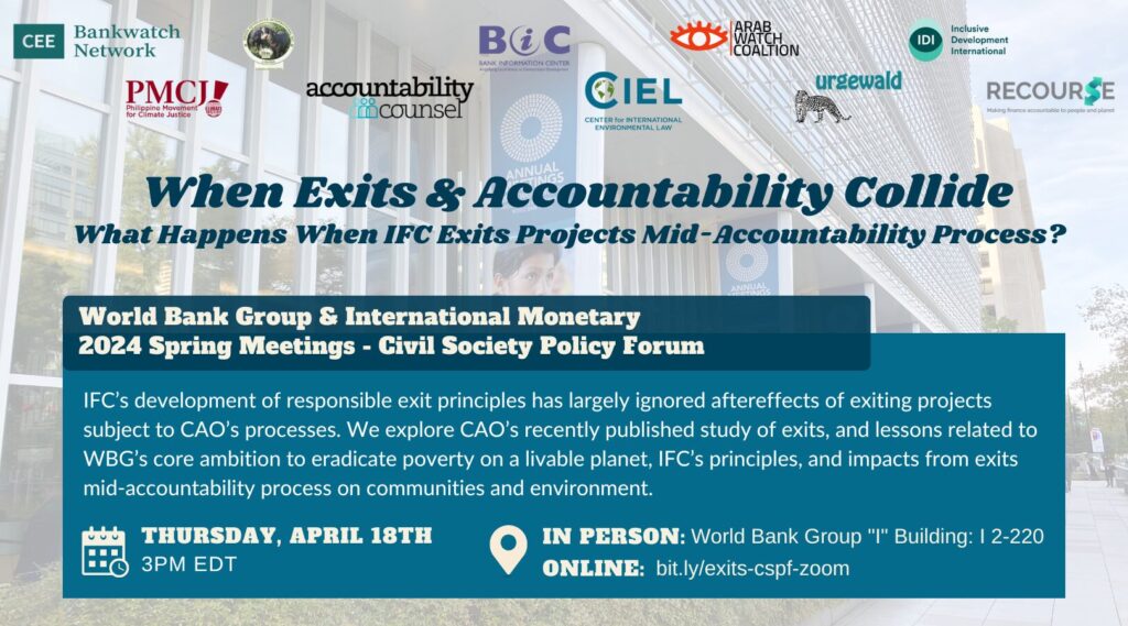 Flyer for an event titled "When Exits and Accountability Collide"