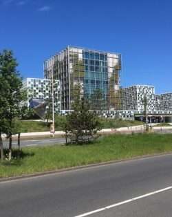 Building Building of the International Criminal Court (ICC) situated alongside the road.