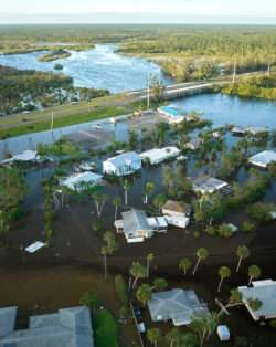A flooded neighborhood.